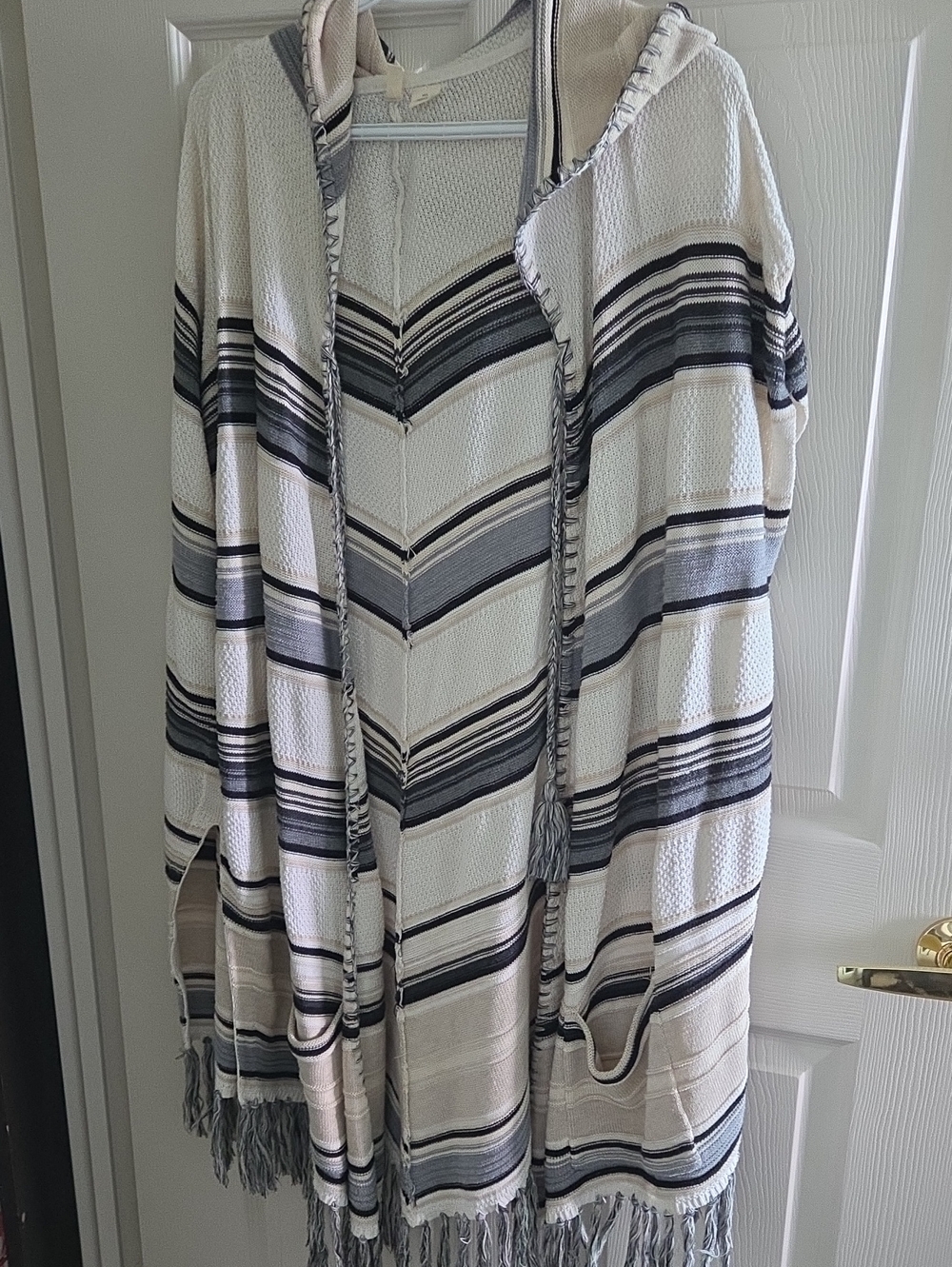 Moth Anthropologie Calexico knit striped hooded poncho cardigan medium - large